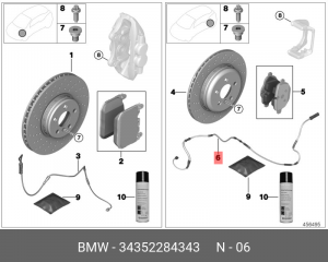Датчик износа тормозных колодок 34 35 2 284 343 BMW