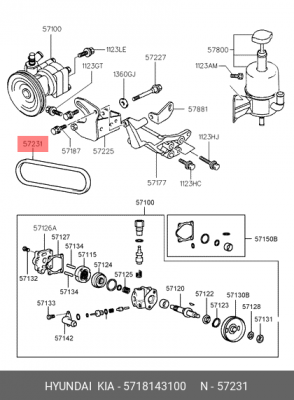 Ремень приводной 57181-43100 HYUNDAI KIA