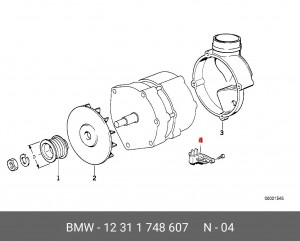 Реле регулятор напряжения генератора 12 31 1 748 607 BMW