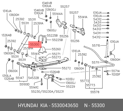 Амортизатор подвески 5530043650 HYUNDAI KIA