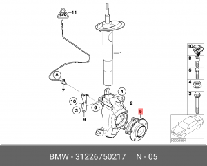 Подшипник ступицы колеса со ступицей (комплект) 31 22 6 750 217 BMW