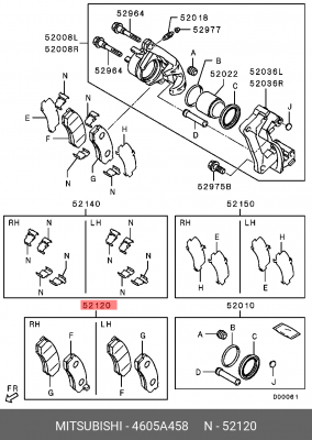 Колодки тормозные дисковые 4605A458 MITSUBISHI