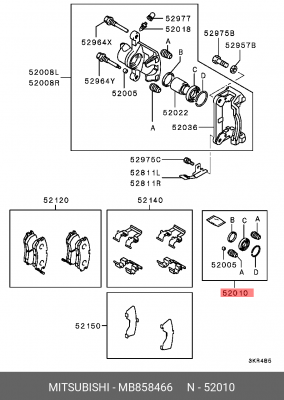 Суппорт тормозной (ремкомплект) MB858466 MITSUBISHI