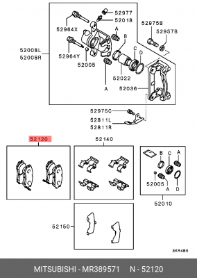 Колодки тормозные дисковые MR389571 MITSUBISHI