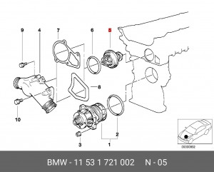 Термостат системы охлаждения 11 53 1 721 002 BMW