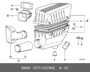 Корпус воздушного фильтра с фильтром 13 71 1 247 465 BMW
