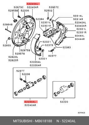 Цилиндр тормозной рабочий MB618188 MITSUBISHI