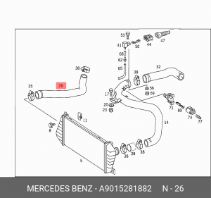 Патрубок воздушный турбокомпрессора A9015281882 MERCEDES BENZ