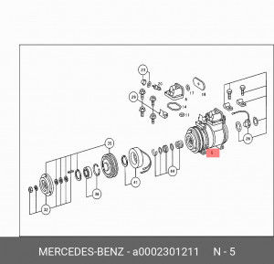 Компрессор, кондиционер A 000 230 12 11 MERCEDES BENZ