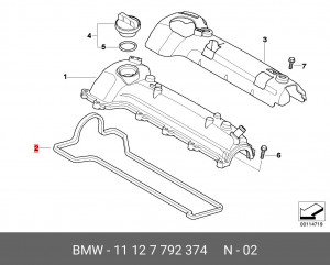 Прокладка крышки ГБЦ 11 12 7 792 374 BMW