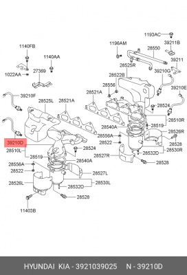 Датчик кислородный (лямбда-зонд) 3921039025 HYUNDAI KIA