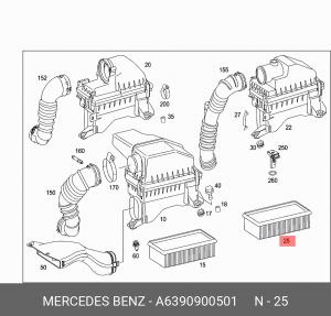 Фильтр воздушный A6390900501 MERCEDES BENZ