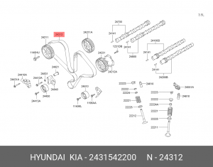 Ремень ГРМ - газораспределительного механизма 2431542200 HYUNDAI KIA