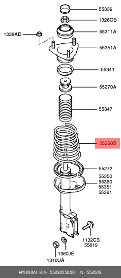Пружина подвески 5533025000 HYUNDAI KIA