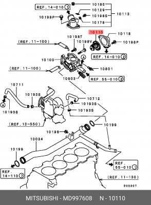 Термостат системы охлаждения с корпусом MD997608 MITSUBISHI