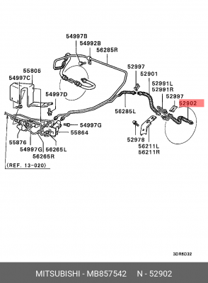 Шланг тормозной MB857542 MITSUBISHI