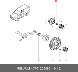 Подшипник ступицы колеса со ступицей (комплект) 7701205499 RENAULT