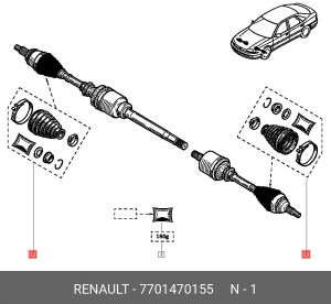 Пыльник ШРУСа (комплект) 7701470155 RENAULT