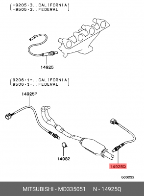 Датчик кислородный (лямбда-зонд) MD335051 MITSUBISHI