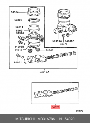 Цилиндр тормозной главный (ремкомплект) MB316786 MITSUBISHI