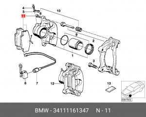 Колодки тормозные дисковые 34 11 1 161 347 BMW