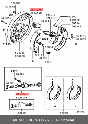 Цилиндр тормозной рабочий MB366326 MITSUBISHI