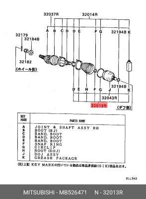 Пыльник ШРУСа (комплект) MB526471 MITSUBISHI