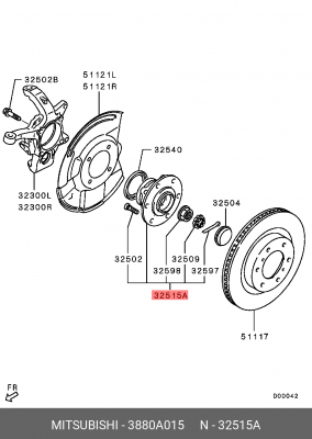 Подшипник ступицы колеса со ступицей (комплект) 3880A015 MITSUBISHI