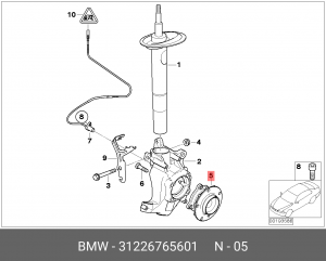 Подшипник ступицы колеса со ступицей (комплект) 31 22 6 765 601 BMW