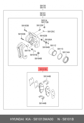 Колодки тормозные дисковые 581013MA00 HYUNDAI KIA