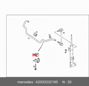 Втулка стабилизатора A2033232185 MERCEDES BENZ