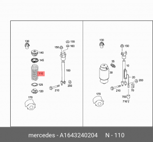 Пружина подвески A 164 324 02 04 MERCEDES BENZ
