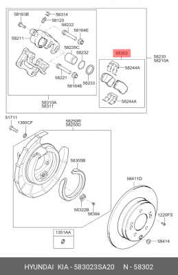 Колодки тормозные дисковые 58302-3SA20 HYUNDAI KIA
