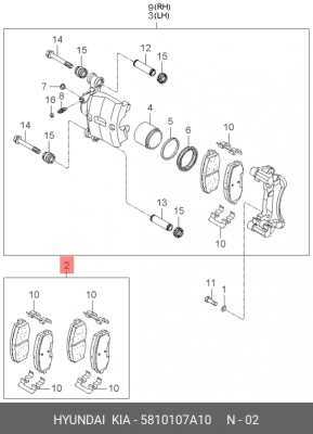 Колодки тормозные дисковые 58101-07A10 HYUNDAI KIA