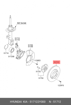 Диск тормозной 517122Y000 HYUNDAI KIA