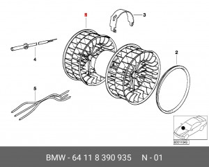 Электромотор отопителя салона 64 11 8 390 935 BMW