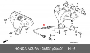 Датчик кислородный (лямбда-зонд) 36531P0BA01 HONDA