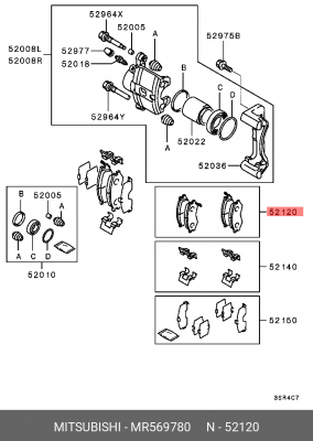 Колодки тормозные дисковые MR569780 MITSUBISHI