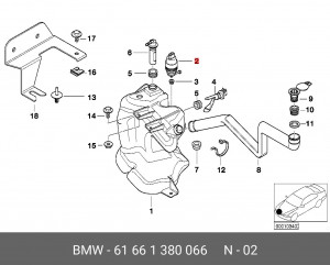 Электронасос стеклоомывателя 61 66 1 380 066 BMW