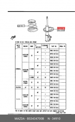 Амортизатор подвески BS3434700B MAZDA