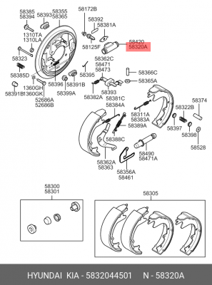 Цилиндр тормозной рабочий 5832044501 HYUNDAI KIA