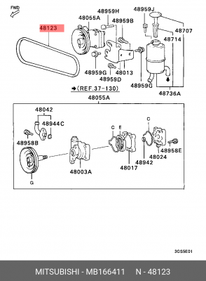 Ремень приводной MB166411 MITSUBISHI
