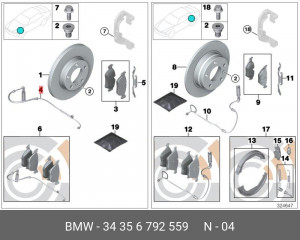 Датчик износа тормозных колодок 34 35 6 792 559 BMW