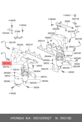 Датчик кислородный (лямбда-зонд) 3921039027 HYUNDAI KIA