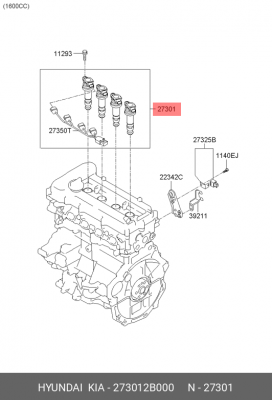 Катушка зажигания 273012B000 HYUNDAI KIA