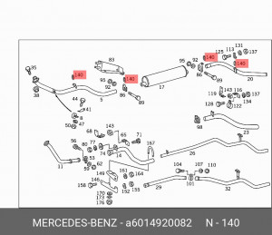 Резинка крепления глушителя A 601 492 00 82 MERCEDES BENZ