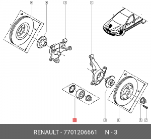 Подшипник ступицы колеса (комплект) 77 01 206 661 RENAULT