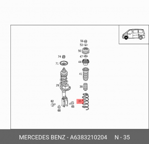 Пружина подвески A 638 321 02 04 MERCEDES BENZ