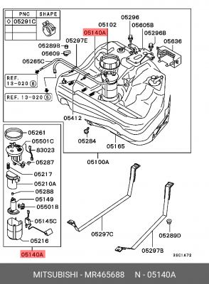 Насос электрический топливной системы в сборе MR465688 MITSUBISHI