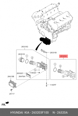 Фильтр масляный двигателя 26320-3F100 HYUNDAI KIA